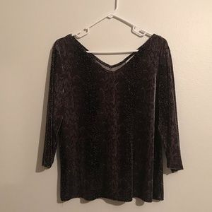 Kathie Lee Collection brown velvet snakeskin patte